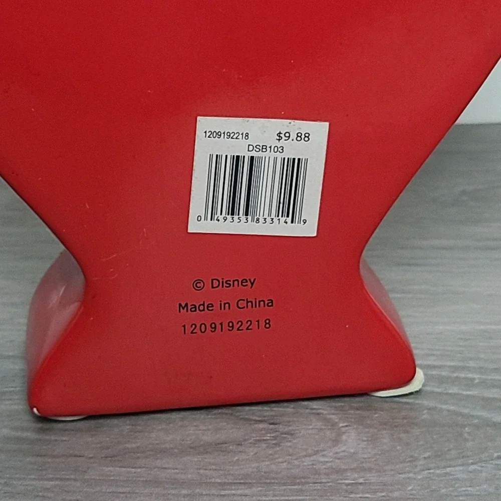 Mickey Minnie Mouse Kissing Heart Shaped Red Ceramic Coin Bank